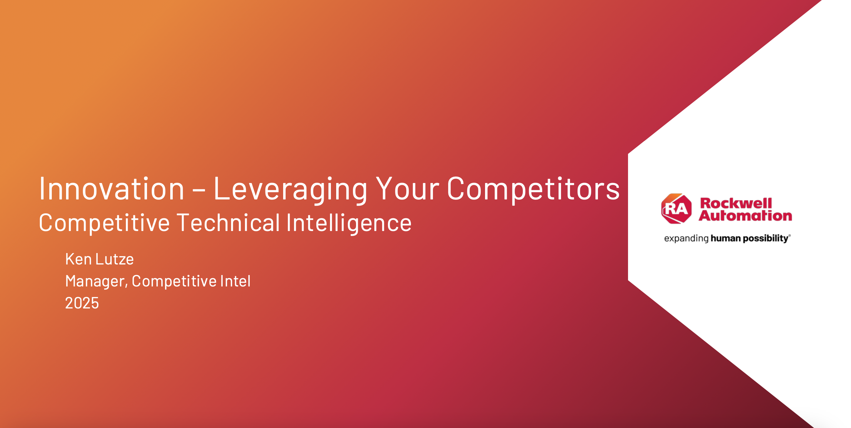 4. Rockwell Automation Presentation Slides: Innovation - Leveraging Your Competitors thumbnail
